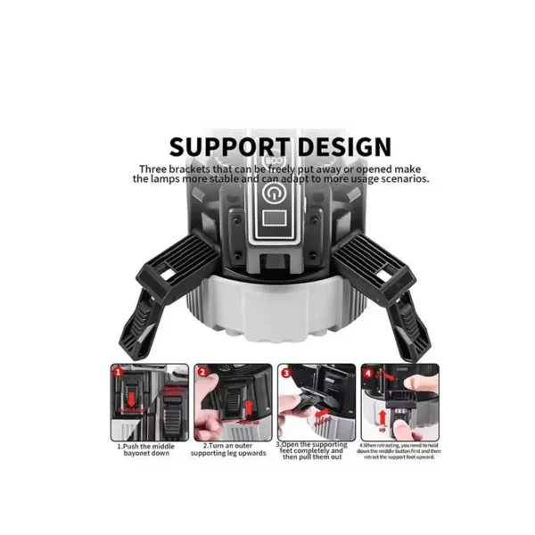 چراغ سیار LED قابل‌حمل شارژی سه‌پایه‌دار