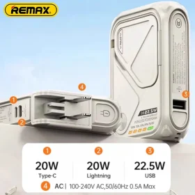 پاوربانک قابل حمل 10000 میلی آمپر برند REMAX