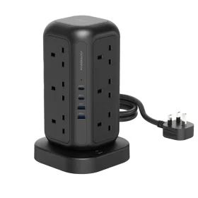 چند راهی برق و شارژر پاورولوژی مدل 12 AC Sockets GaN Tower Hub