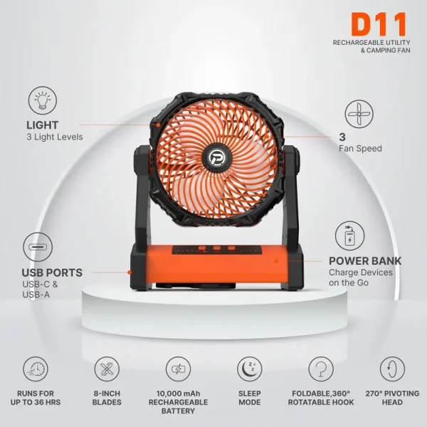 پنکه شارژی کمپینگ و چندکاره PANERGY D11