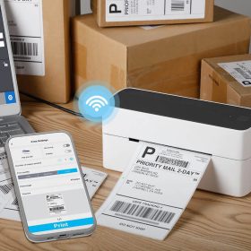 پرینتر حرارتی برچسب با بلوتوث PM-241-BT همراه پایه ی رولِ لیبل