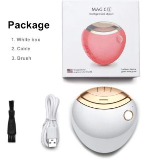 بسته ناخن گیر هوشمند Magic S2 شامل: 1 عدد ناخن گیر 1 عدد کابل شارژ USB 1 عدد برس تمیز کننده 1 x دفترچه راهنمای کاربر