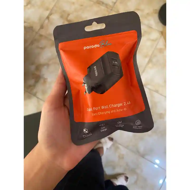 شارژر دیواری پرودو مدل BLUE Dual Port Wall Charger 2.4A