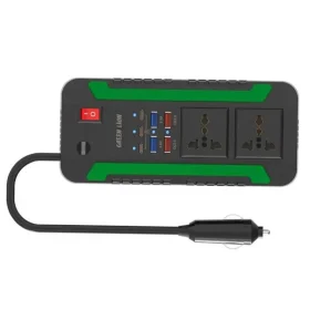 اینورتر و شارژر فندکی فست شارژ ماشین دو سوکت 300 وات گرین GNSPI300WAT