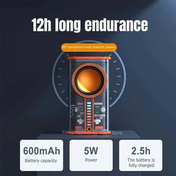 اسپیکر بلوتوثی شفاف مدل k07 دو عددی اصلی