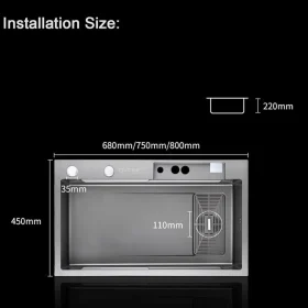 سینک دست ساز نانو استیل خاکستری گان متال